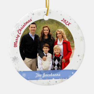 Ornamento De Cerâmica Foto da família personalizada Flocos de neve Avó
