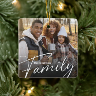 Ornamento De Cerâmica Foto da família personalizada simples
