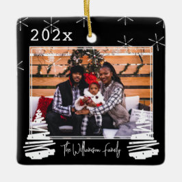 Ornamento De Cerâmica Foto da família Pet 2 na árvore de Natal de Natal 