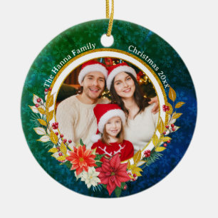 Ornamento De Cerâmica Foto da Família & Presépio de Natal Presente Alegr