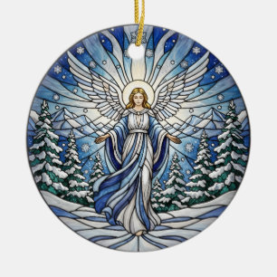 Ornamento De Cerâmica Foto da família Winter Angel