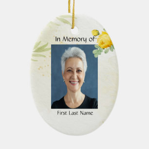 Ornamento De Cerâmica Foto da Memória Flores do Jardim das Rosas Amarela