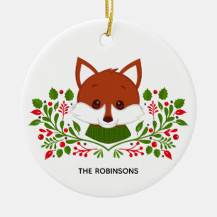 Ornamento De Cerâmica Foto da Raposa de Natal