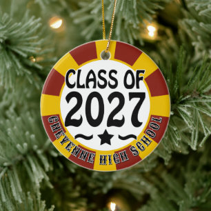 Ornamento De Cerâmica Foto da Turma de 2027 Formatura