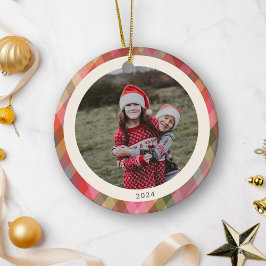 Ornamento De Cerâmica Foto da Xadrez Diagonal de Natal 2024