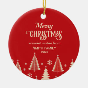 Ornamento De Cerâmica Foto das árvores de bege vermelho do século médio