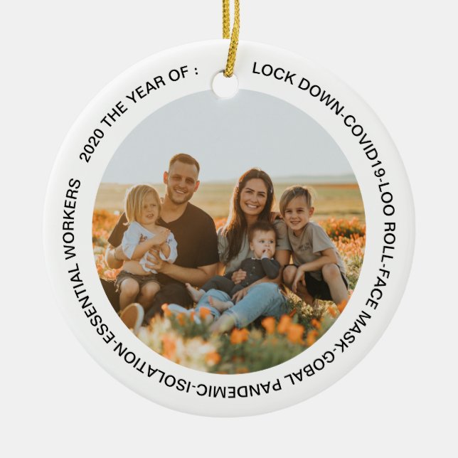 ORNAMENTO DE CERÂMICA FOTO DE ADIÇÃO DE MÁSCARA DE ROSTO 2020 COM BLOQUE (Frente)