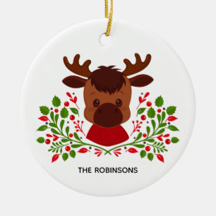 Ornamento De Cerâmica Foto de alce de Natal