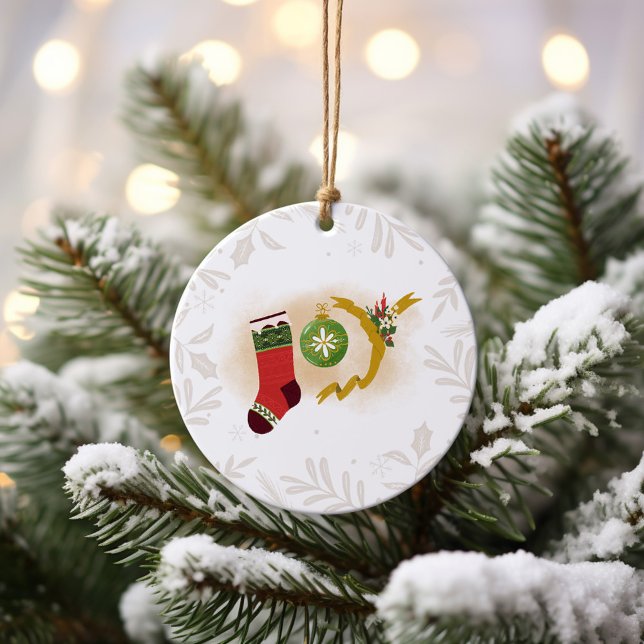 Ornamento De Cerâmica Foto de Alegria de Natal (Criador carregado)