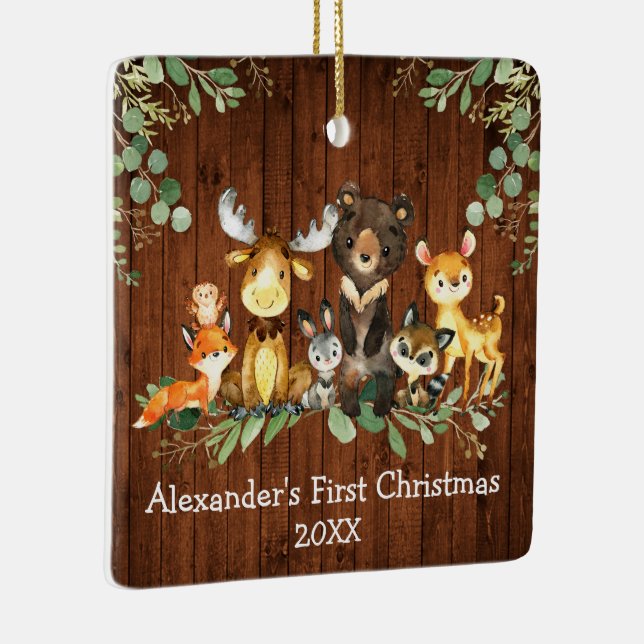 Ornamento De Cerâmica Foto de Animais Russos do Primeiro Natal (Direito )