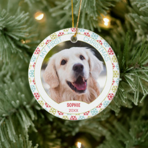 Ornamento De Cerâmica Foto de animal de estimação fofa personalizada em