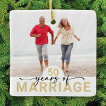 Ornamento De Cerâmica Foto de aniversário de casamento de 50 anos de Cas<br><div class="desc">Um estilo moderno de fotografia</div>