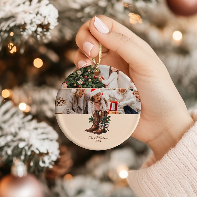 Ornamento De Cerâmica Foto de Arco Ocidental e Botas de Natal  (Criador carregado)