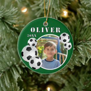 Ornamento De Cerâmica Foto de Bola de Futebol Verde Esportes