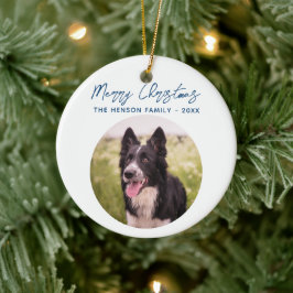 Ornamento De Cerâmica Foto de Border Collie Família Feliz Natal 
