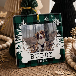 Ornamento De Cerâmica Foto de Cachorro com Árvore de Natal Rústica de Fa