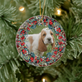 Ornamento De Cerâmica Foto de cachorro Natal do animal de estimação coro
