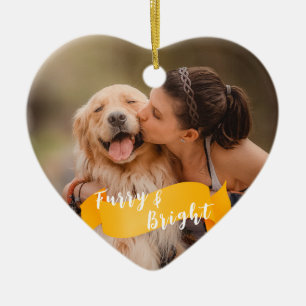 Ornamento De Cerâmica Foto de Cachorro Personalizado Amarelo Brilhante F