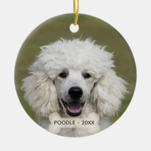Ornamento De Cerâmica Foto de cachorro poodle personalizado simples