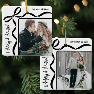 Ornamento De Cerâmica Foto de Casal Elegante e Felizmente Casado