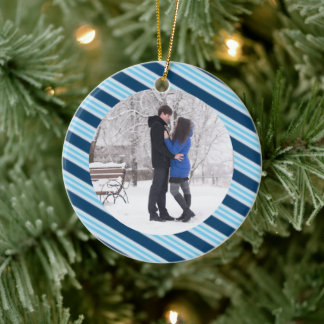 Ornamento De Cerâmica Foto de Casal Let It Snow