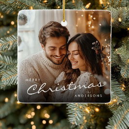 Ornamento De Cerâmica Foto de Casal Mínimo de Natal da Tendy