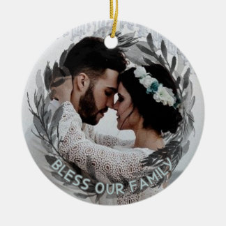 Ornamento De Cerâmica Foto de Casamento Fora Personalizada com Nome