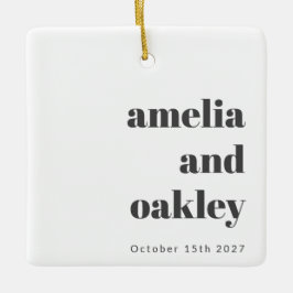 Ornamento De Cerâmica Foto de Casamento Personalizado de Retrô Branco Ne