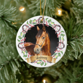 Ornamento De Cerâmica Foto de Cavalo de Natal Personalizada