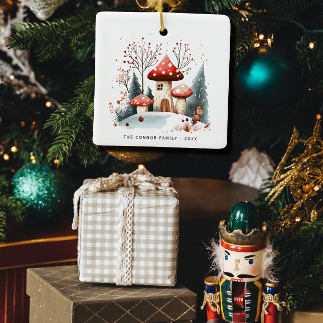 Ornamento De Cerâmica Foto de Cogumelos Woodland Winter Woodland (Criador carregado)