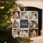 Ornamento De Cerâmica Foto de Colagem da Família Moderna e Presente Pers<br><div class="desc">Foto de Colagem da Família Moderna e Presente Personalizado</div>