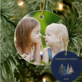 Ornamento De Cerâmica Foto de Família da Árvore de Natal Clássica Nomead