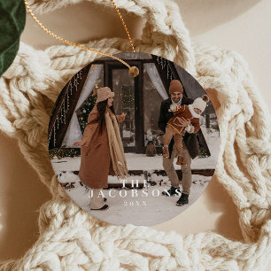 Ornamento De Cerâmica Foto de Família Festiva de Natal MERI