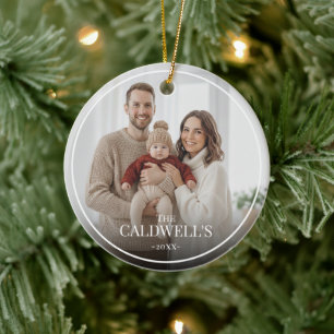 Ornamento De Cerâmica Foto de Família Personalizada Moderna com Sobrepos