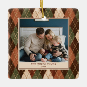 Ornamento De Cerâmica Foto de Família Preppy no Natal