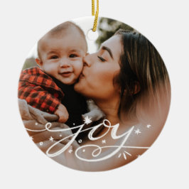 Ornamento De Cerâmica Foto de Feriado com Grande Joy Hand