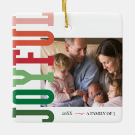 Ornamento De Cerâmica Foto de Feriado de Joyful, membro da nova família