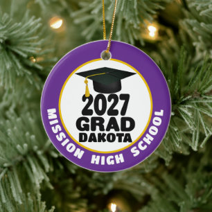 Ornamento De Cerâmica Foto de Formatura da Turma de 2027 em Negrito