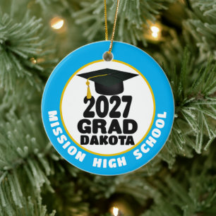 Ornamento De Cerâmica Foto de Formatura da Turma de 2027 em Negrito