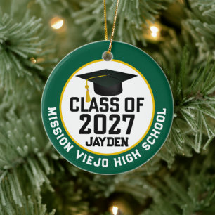 Ornamento De Cerâmica Foto de Formatura da Turma de 2027 Letterman