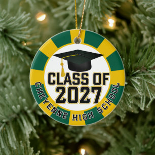 Ornamento De Cerâmica Foto de Formatura da Turma de 2027 Letterman