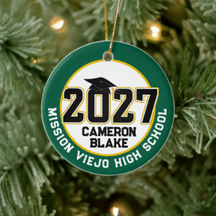 Ornamento De Cerâmica Foto de Formatura da Turma de 2027 Letterman