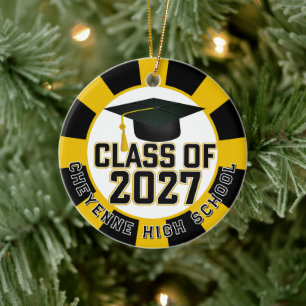 Ornamento De Cerâmica Foto de Formatura da Turma de 2027 Letterman