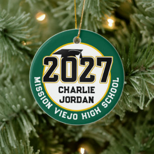 Ornamento De Cerâmica Foto de Formatura da Turma de 2027 Letterman