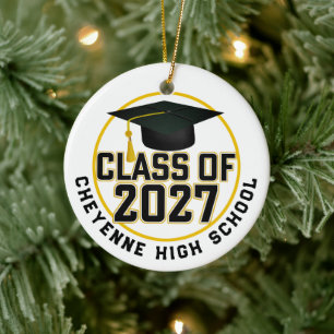 Ornamento De Cerâmica Foto de Formatura da Turma de 2027 Letterman