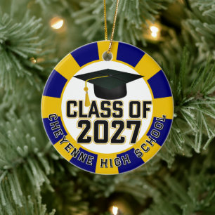 Ornamento De Cerâmica Foto de Formatura da Turma de 2027 Letterman