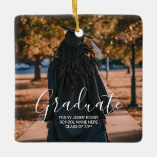 Ornamento De Cerâmica Foto de formatura personalizada moderna e elegante