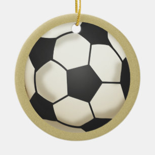 Ornamento De Cerâmica Foto de futebol Dourado