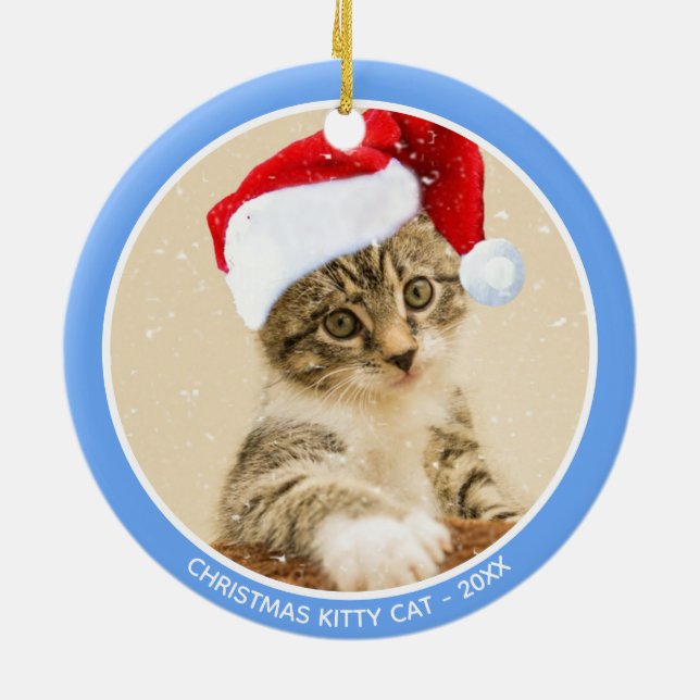 Ornamento De Cerâmica Foto de gato bebê de Natal personalizado (Traseira)