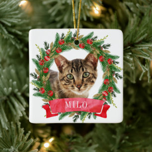 Ornamento De Cerâmica Foto de Gato Personalizada
